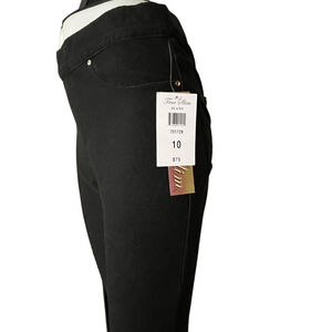 nwt womens black leggings by true slim size 10 back pockets ankle length